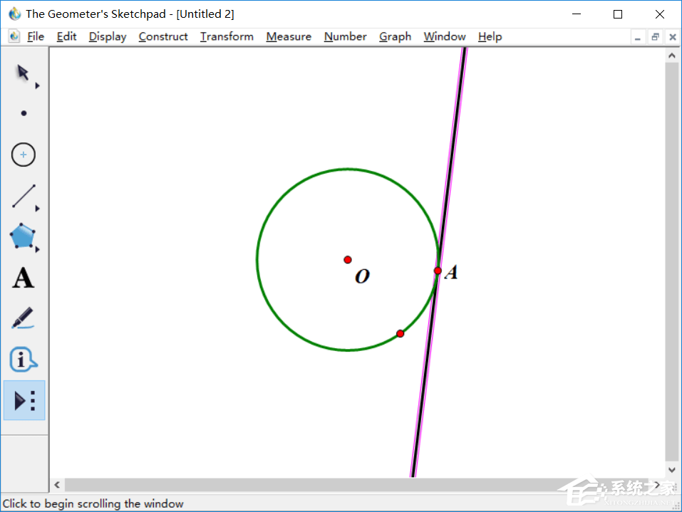 几何画板如何使用自定义工具过圆上一点作切线？
